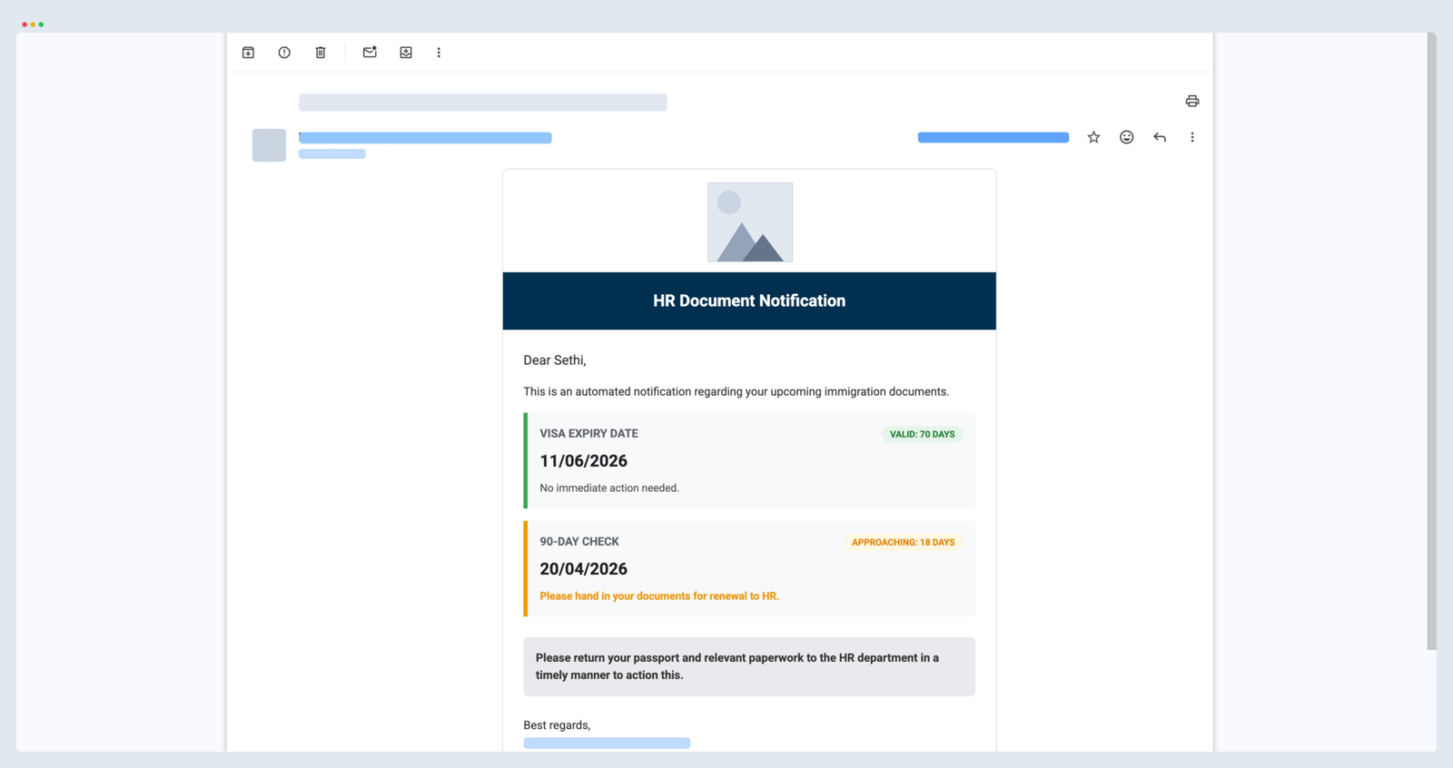 DocuTrack HR Automated Staff Email Notification